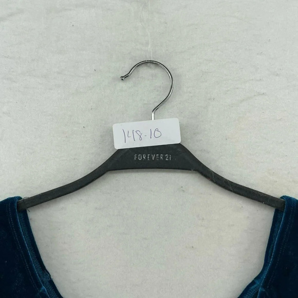 Shein Dress Womens Sz 6 Teal V-Neck Bodycon Stretch Pullover Velvet Faux Wrap - Picture 12 of 12